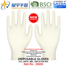 Gants de nitrile jetables en poudre, couleur blanche, sans poudre, 100 / boîte (S, M, L, XL) avec CE. Gants d&#39;examen